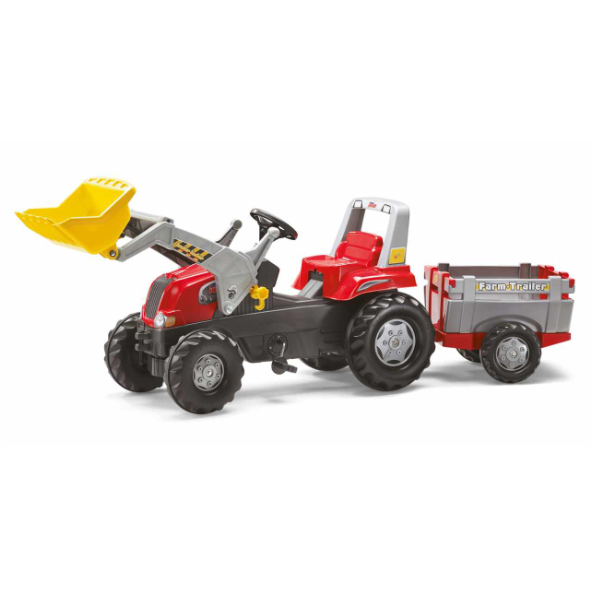 Rolly Junior Red Tractor with Loader & Trailer